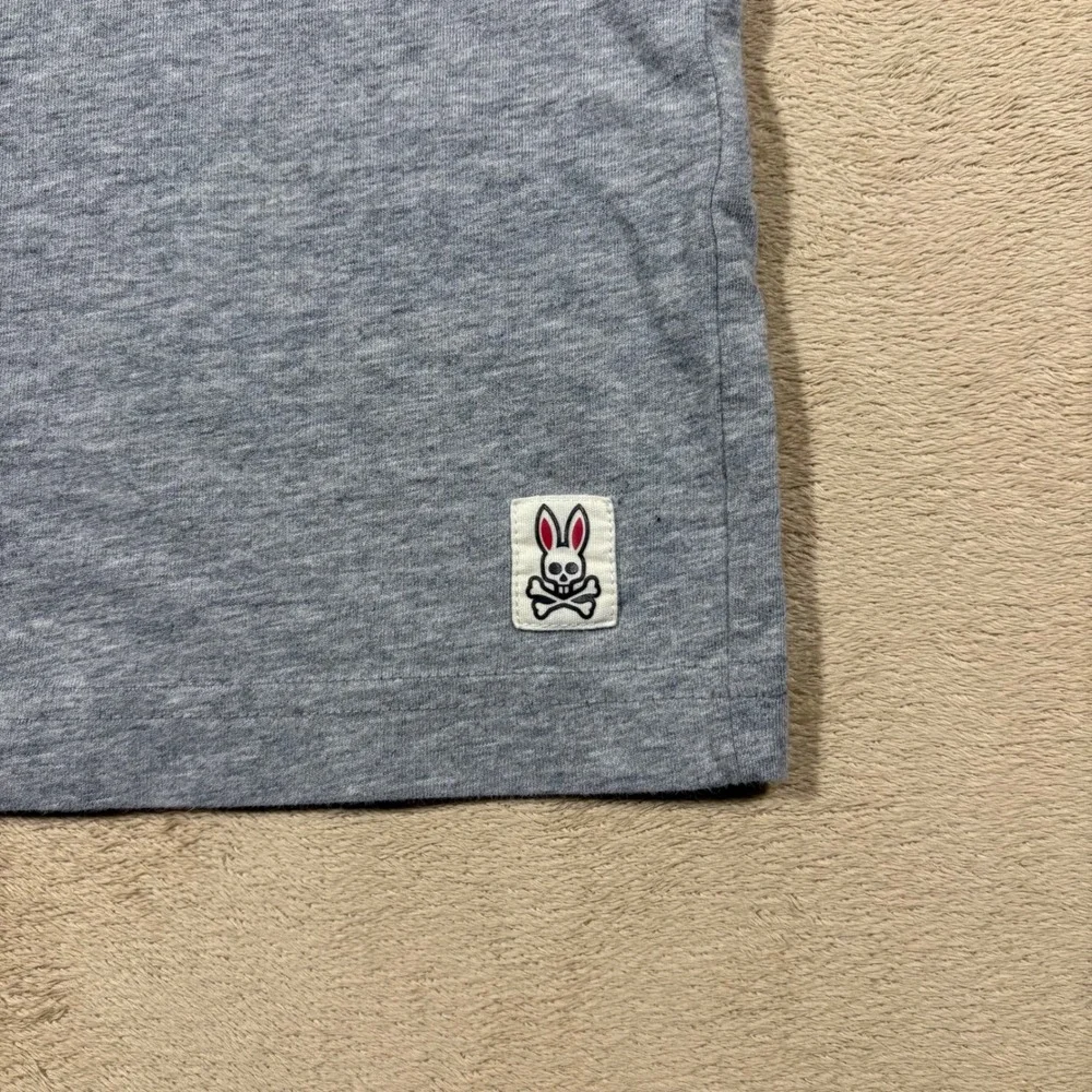 Psycho Bunny Mens Gray‎ Graphic Tee Skull Bunny Logo Size 6 Pima Cotton